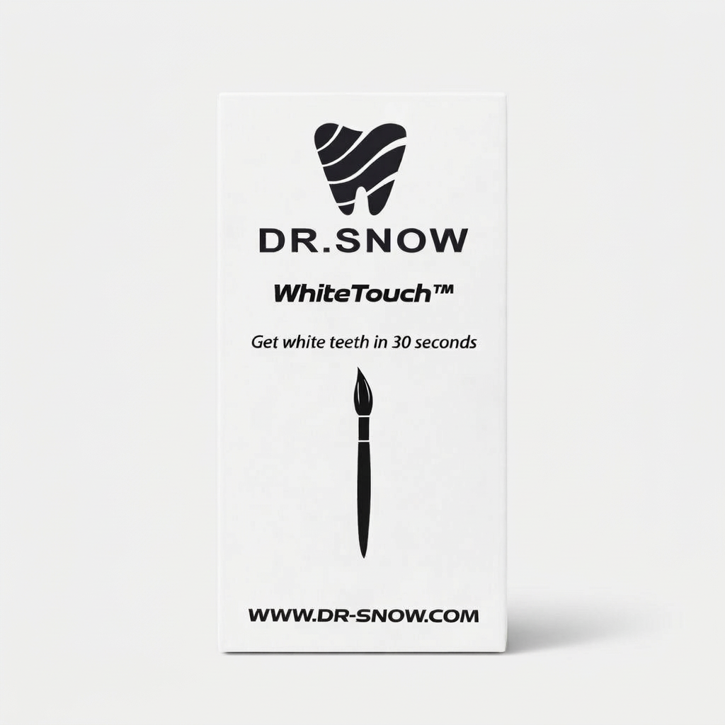 Dr. Snow WhiteTouch product packaging with logo and text on a white background
